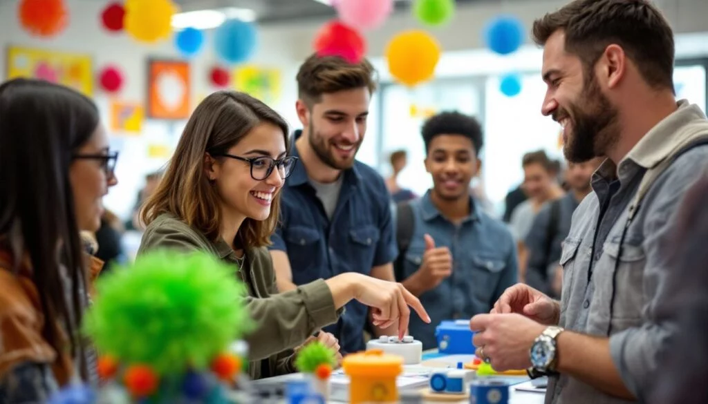 Large crowd gathered inside a college building for activation