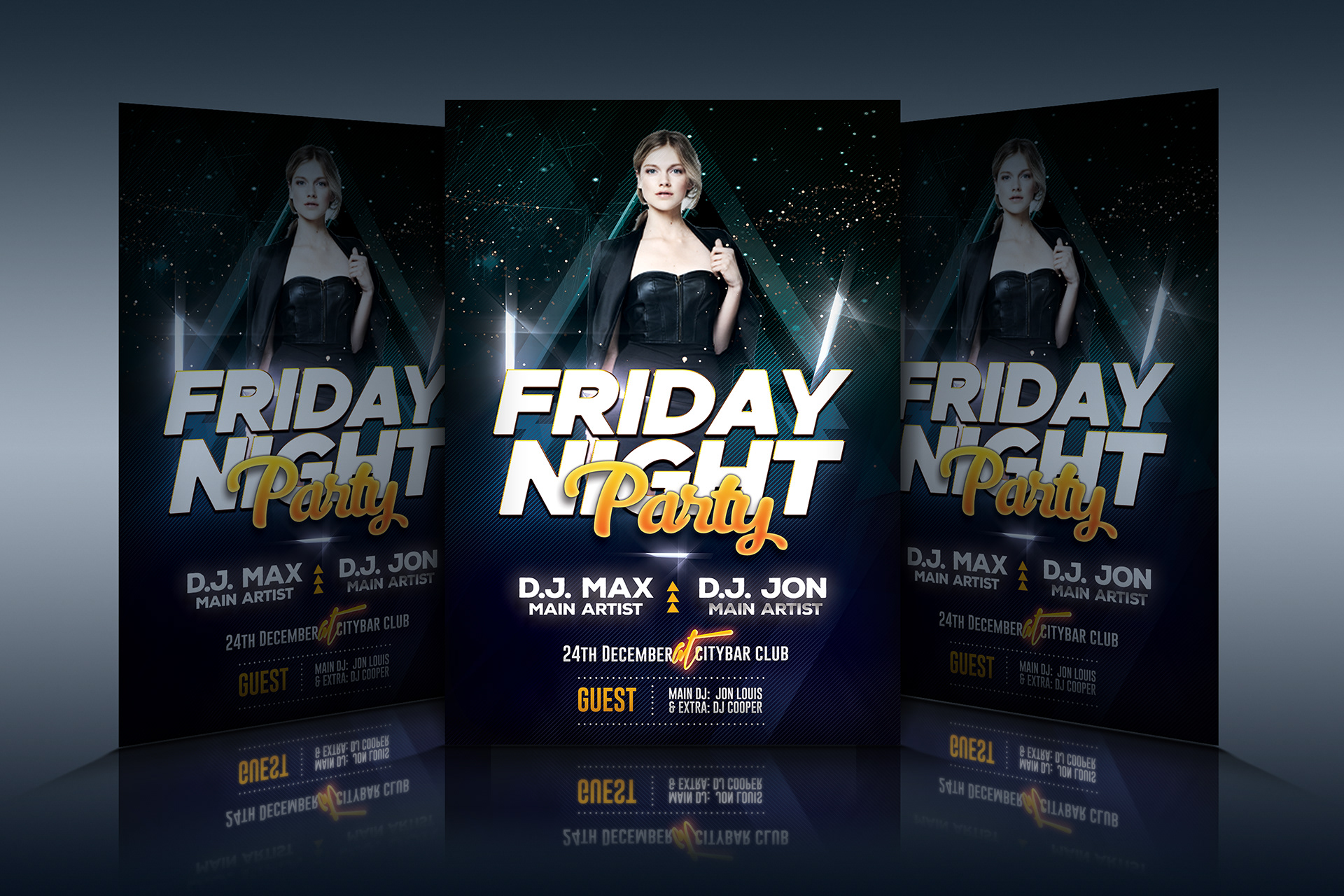 Event flyer with bold typography and bright background