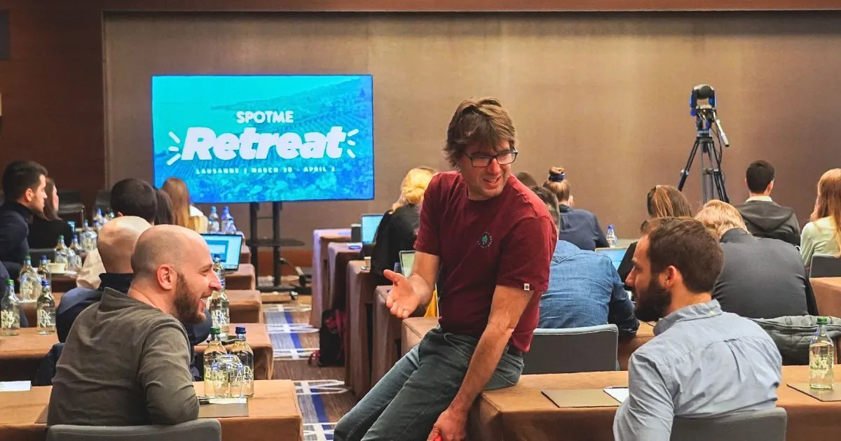 Corporate conference with speaker on stage