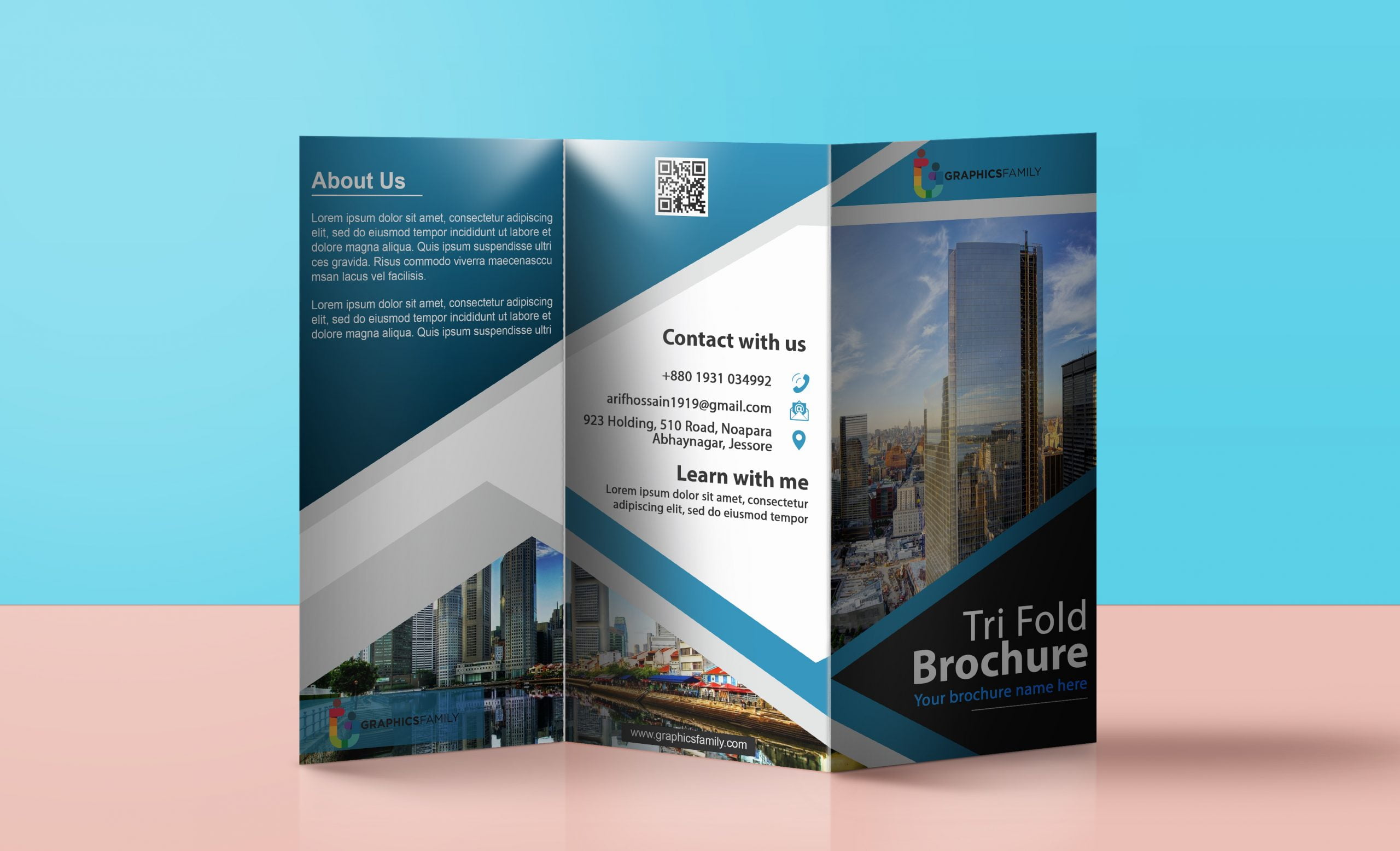 Modern leaflet with abstract shapes and vibrant colors