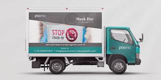 Custom vehicle wrap on a van in urban environment